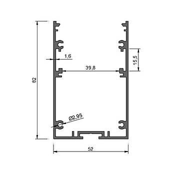52mmX82mm Lineer Aydnlatma Profil / 100cm / Genilik : 52mm / Ykseklik : 82mm