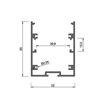 52mmX65mm Lineer Aydnlatma Profil / 100cm / Genilik : 52mm / Ykseklik : 65mm