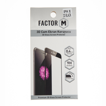 Factor-M iPhone X 3D Cam Ekran Koruyucu Siyah