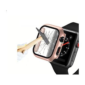 KinGcase Apple Watch 5 Serisi Ekran Koruyucu Kasa 44mm Full 360 Derece Koruma Kapak Siyah