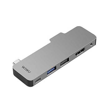 Wiwu USB C HUB T5 Type-C 5 in 1 oklayc Hub Gri