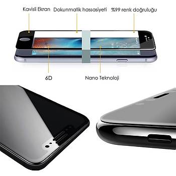 Piili 6D Eðimli Ön iPhone 6/6S Plus Cam Ekran Koruyucu Beyaz