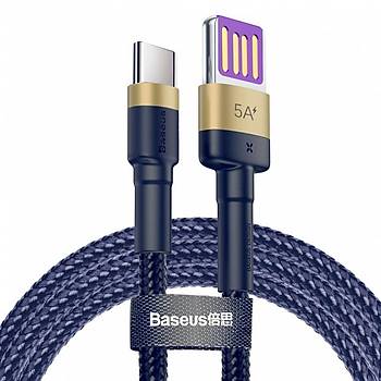 Baseus Cafule HW Serisi 40W 1 Metre ift Tarafl Type-C Hzl Data arj Kablosu Mavi / Gold