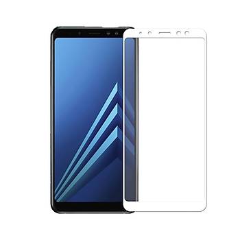 AntDesign 5D Tm Yzey Galaxy A8 2018 Cam Ekran Koruyucu Beyaz