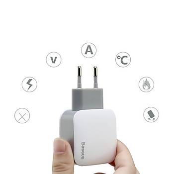 Baseus Letour Dual U 2.1A ift Girili arj Cihaz Adaptr Beyaz