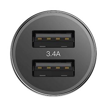 Baseus Small Screw 3.4A Çift USB Giriþli Hýzlý Araç Þarj Cihazý