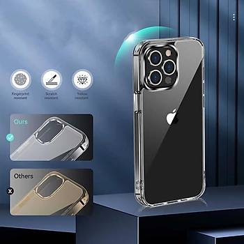 Kingcase İphone 13 Pro Sararmayan Yan silikon Arka Sert Plastik Şeffaf Kılıf