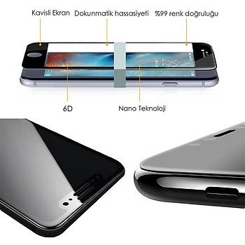 Piili 6D Eimli Kenar n iPhone 6/6S Cam Ekran Koruyucu Beyaz