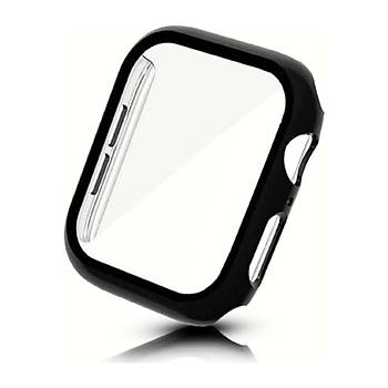 KinGcase Apple Watch 5 Serisi Ekran Koruyucu Kasa 44mm Full 360 Derece Koruma Kapak Siyah