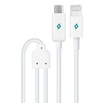 Ttec DuoCable 2in1 Lightning / Micro USB Data Şarj Kablosu Beyaz