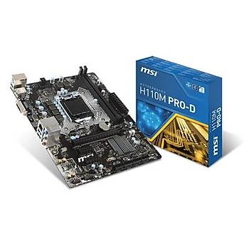 MSI H110M Pro-D S+V+Gl Dv Ddr4 1151P Anakart