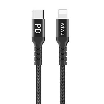 Wiwu MFI Lisansl Type-c to Lightning arj ve Data Kablosu 1M. Siyah