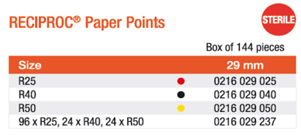 VDW Reciproc İçin Açılı Paper( Kalınlık Seçiniz ) Resiprokal Eğe İçin Paper