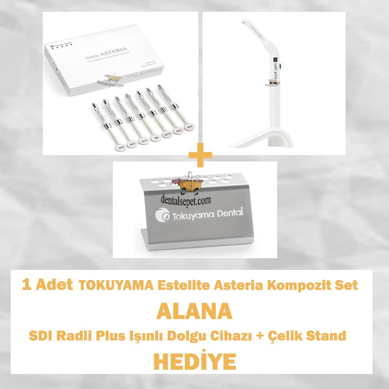 FIRSAT ÜRÜNÜ !!! TOKUYAMA Estelite Asteria Kompozit Set ALANA SDI Radii Plus Dolgu Polimerizasyon Led Cihazı + Çelik Stand HEDİYE!