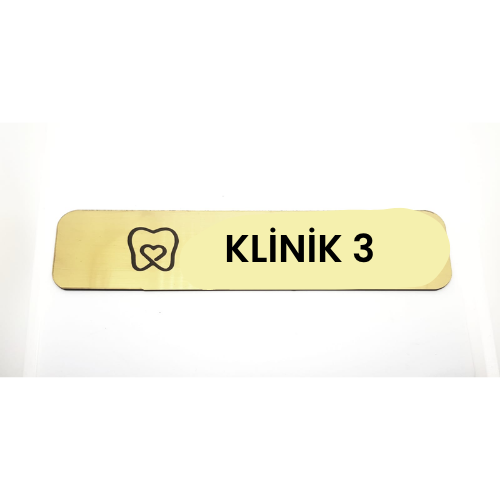 - Klinik 3 - Hazır Yazı 4,5 cm x 20 cm - Metal