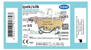 DOGSAN Ipek 3/0 26 3/8 Asagi Keskin 75cm Ipek Emilemeyen Sutur 12 Ad./Pkt