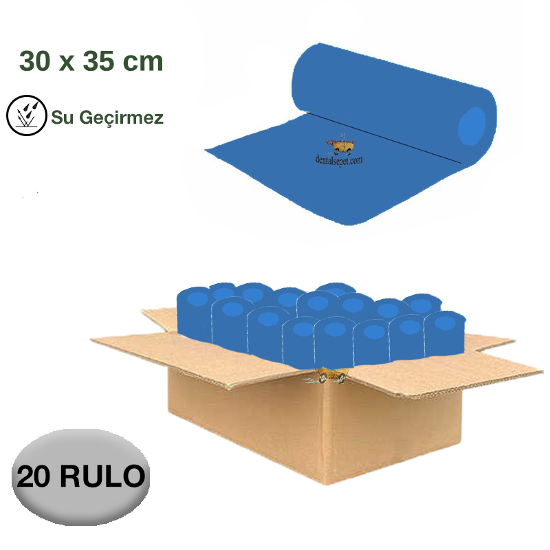 MKS Rulo Tabla Örtüsü Mavi - 30 x 35 cm - 1 Koli (20 Rulo) - Sıvı Geçirmez - İnce