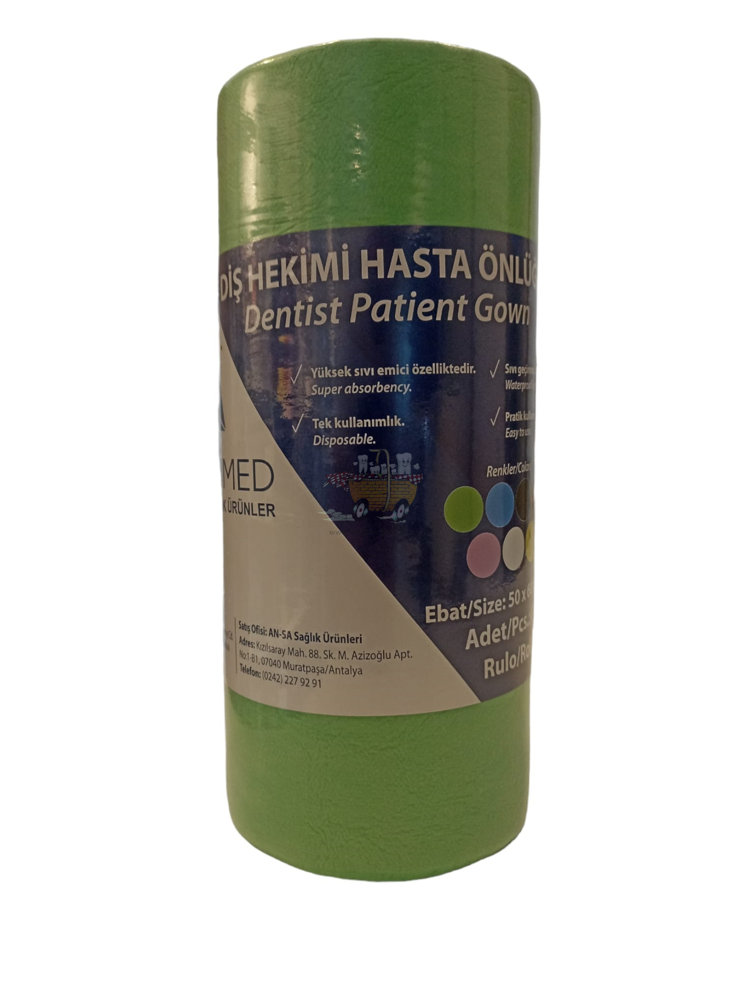 MKS Rulo Hasta Önlüğü Yeşil - 50 x 60 cm - 80Li Rulo 20 Adet