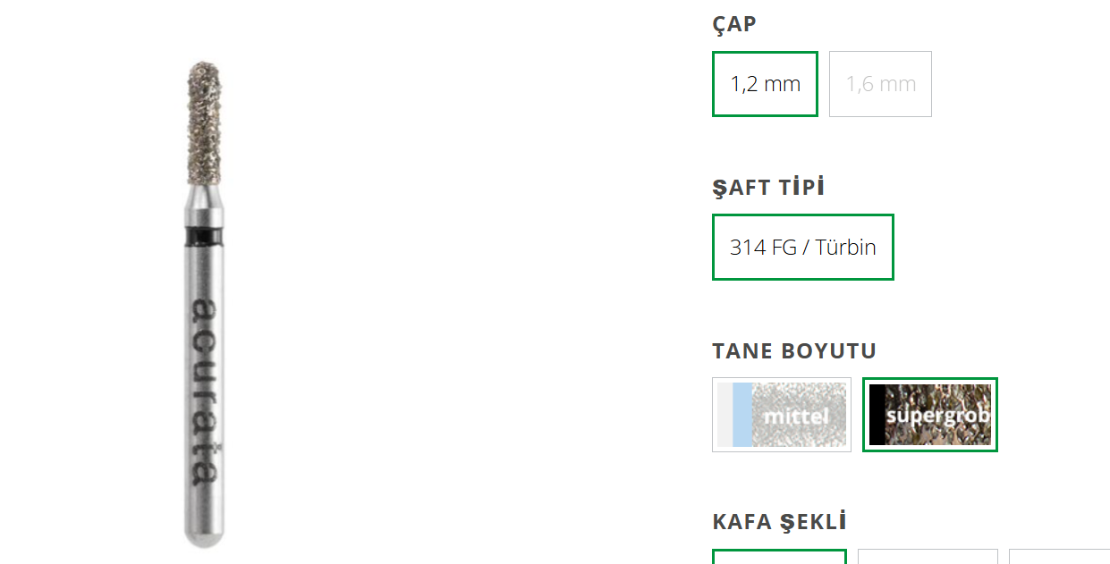 ACURATA Aeratör İçin Siyah Elmas Fisür Frez  - 806 314 257 504 020