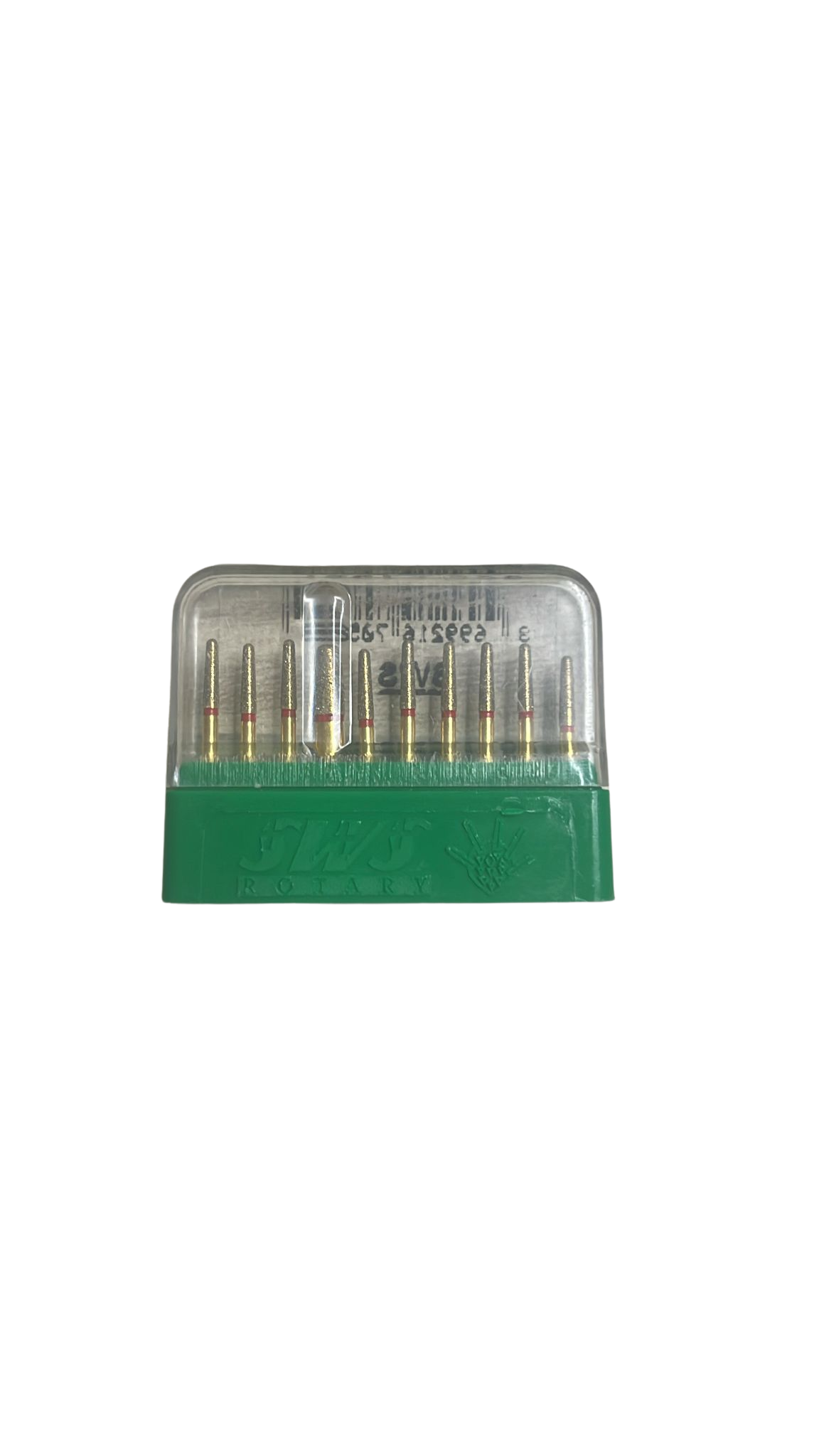 SWS DENTAL Avrupa - Aeratör İçin Konik - Shoulder Uçlu Kırmızı Kuşaklı Gold Elmas Özel Kesim Frezi 855-018SF - 10 Adet