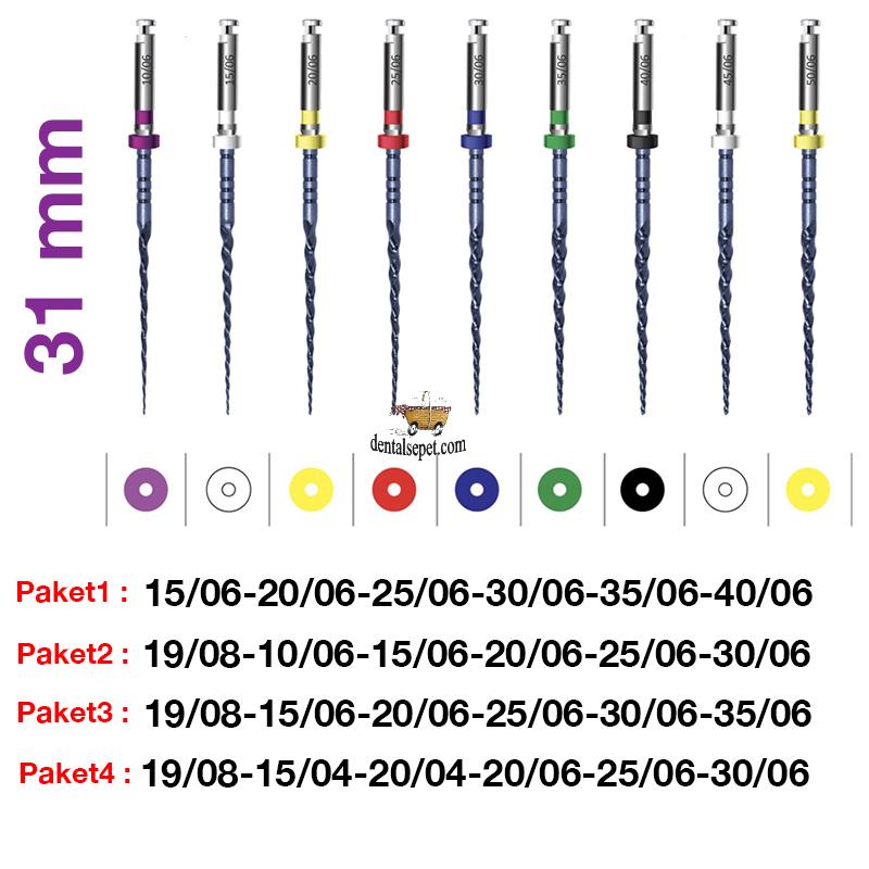 ENDOART Touch Blue - Karma Paket- Asorti Kanal Eğesi 6 Lı (31 mm)
