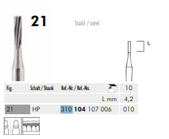 MEISINGER Piyasemen İçin Silindirik Frez - No: 10 10'lu Paket