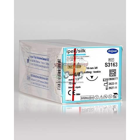 DOGSAN Ipek 4/0 16 3/8 Asagi Keskin 75cm Ipek Emilemeyen Sutur 12 Ad./Pkt