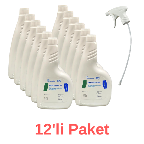 SCHUMACHER Descosept AF 750ml Yüzey Dezenfektanı 1 Koli (12 Adet) (1 Adet Sprey Başlığı)