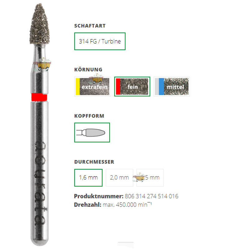 ACURATA Aeratör için Kırmızı Kuşaklı Elmas Labut / Kısa Konik Frez 806-314-274-514-016