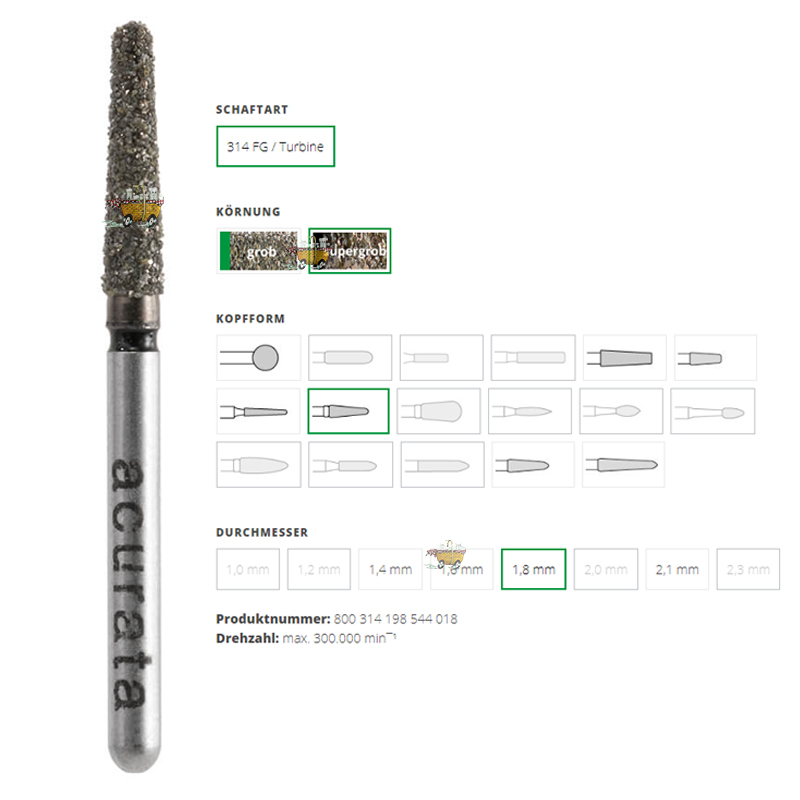 ACURATA Black Serisi Aeratör için Siyah Kuşaklı Elmas Konik Frez Frez 800-314-198-544-018