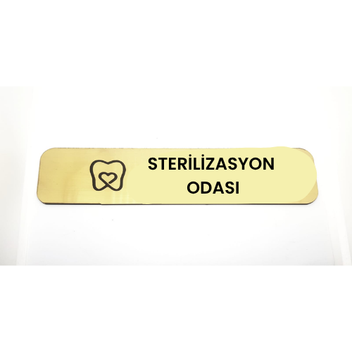- Sterilizasyon Odası - Hazır Yazı 4,5 cm x 20 cm - Metal