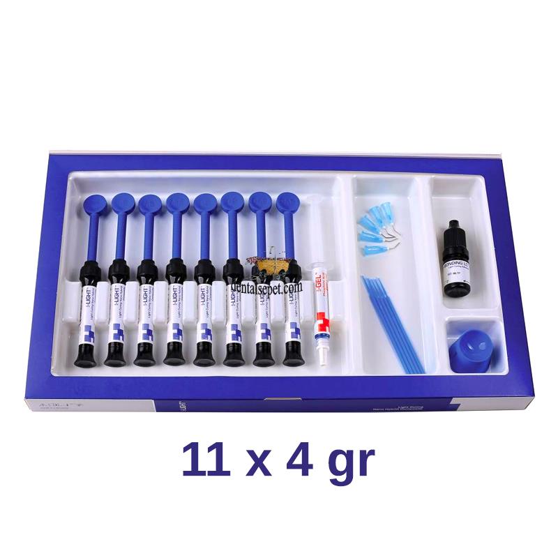 I-DENTAL I-LIGHT LC NANO Kompozit Seti 11x4gr Refill +5 ml Bond + 4,7gr asit