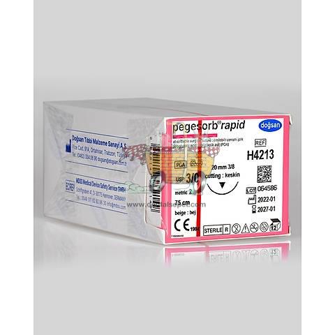 DOGSAN Pegesorb Rapid 3/0 20 3/8 Asagi Keskin 75cm PGLA Emilebilir Sutur 12 Ad./Pkt