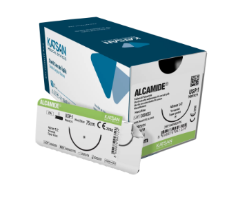 KATSAN Alcamide - 4/0 - 18mm - 3/8 Asagi Keskin Ipek Dikis Ipligi ( Turk Mali )