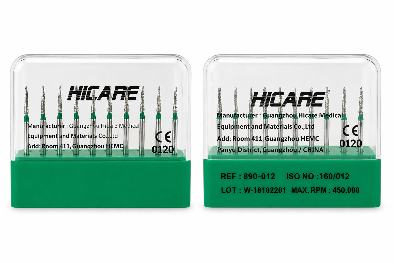 HI-CARE / DIMEI Aerator için Yeşil Kuşak Alev uçlu Frez No:12 10 Adet