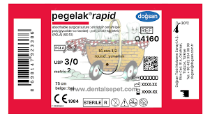DOGSAN Pegelak Rapid 3/0 16 1/2 Yuvarlak 75cm PGLA Emilebilir Sutur 12 Ad./Pkt