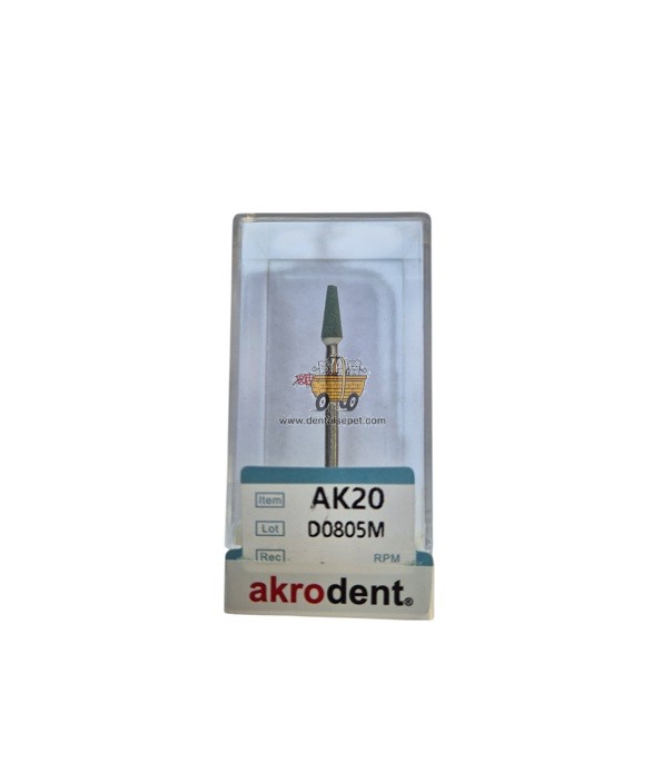 AKRODENT  Zirkon Tesviye için Yeşil Taş (Konik Sivri Tip) AK20