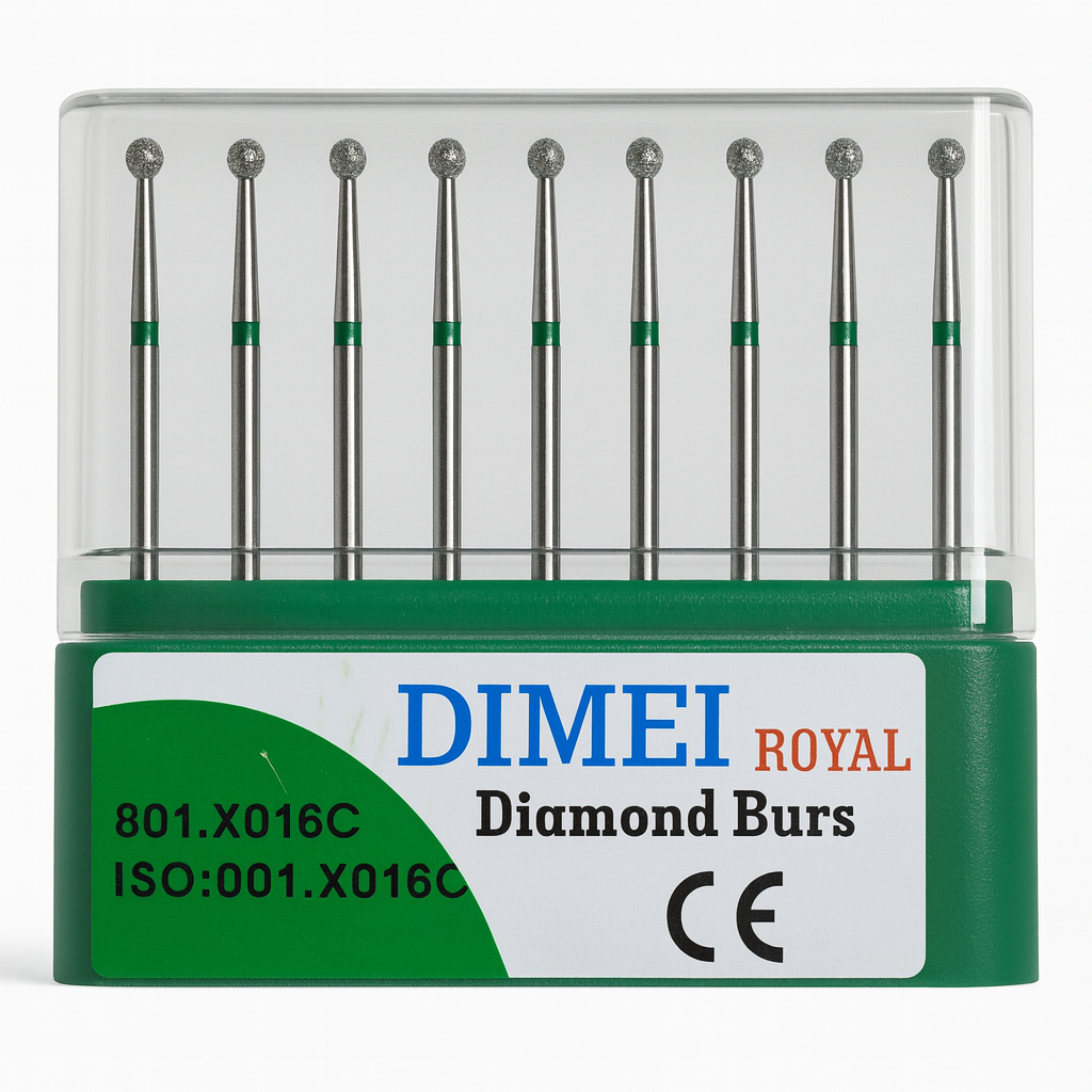 DIMEI Royal Aeratör İçin Uzun Şaft Elmas Rond Frez 801-X016C -10 Adet