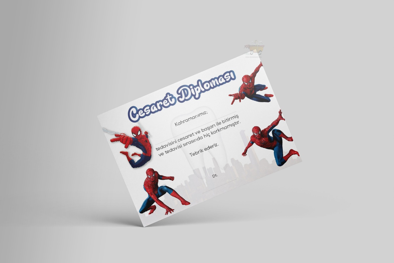 Cesaret Belgesi - Spiderman CES_0009 (Çocuk Hastalar için) 100 Adet