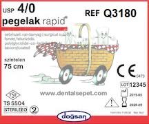 DOGSAN Pegelak Rapid 4/0 18 1/2 Yuvarlak 75cm PGLA Emilebilir Sutur 12 Ad./Pkt