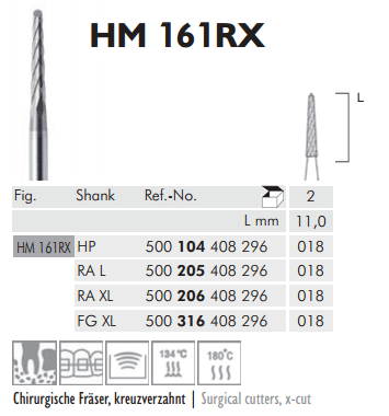 MEISINGER HM161RX  Piyasemen İçin Cerrahi Lindeman Frez - 018