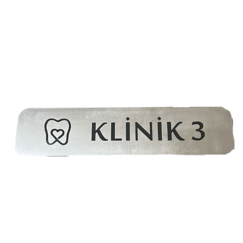 - Klinik 1 - Hazır Yazı 4,5 cm x 20 cm - Metal