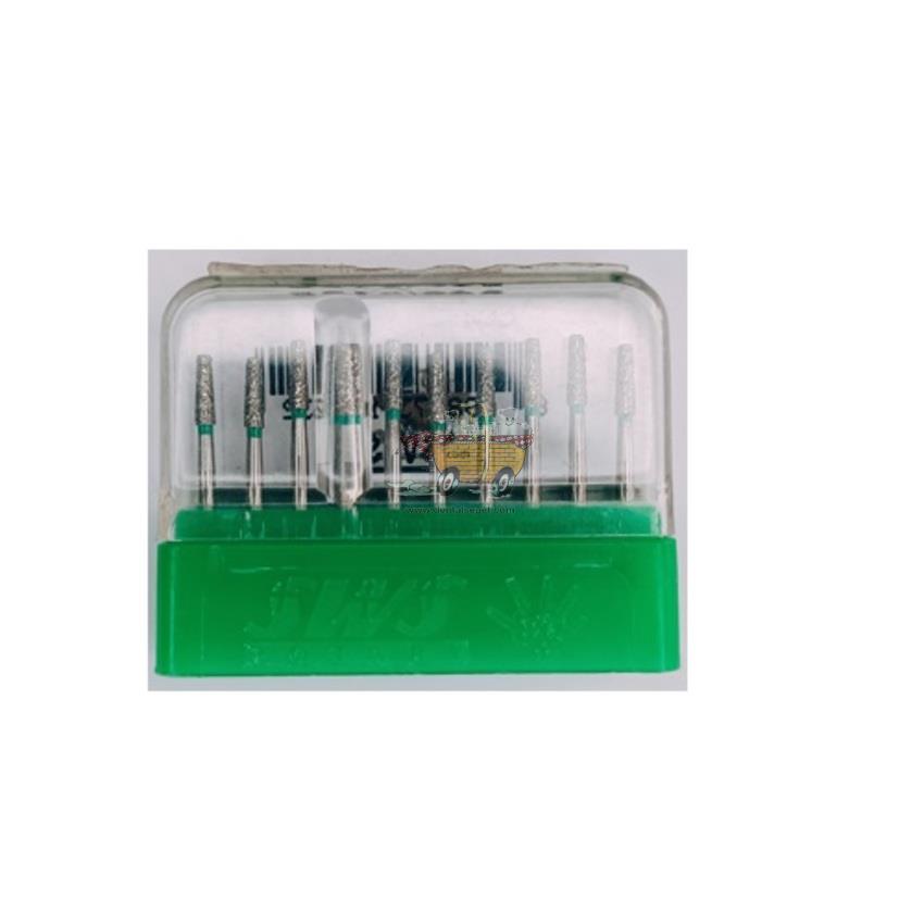 SWS DENTAL Avrupa -Yeşil Kuşaklı Kuşaklı Küt Bitimli Alev Uç Aeratör Frez 846-18C - 10 Adet