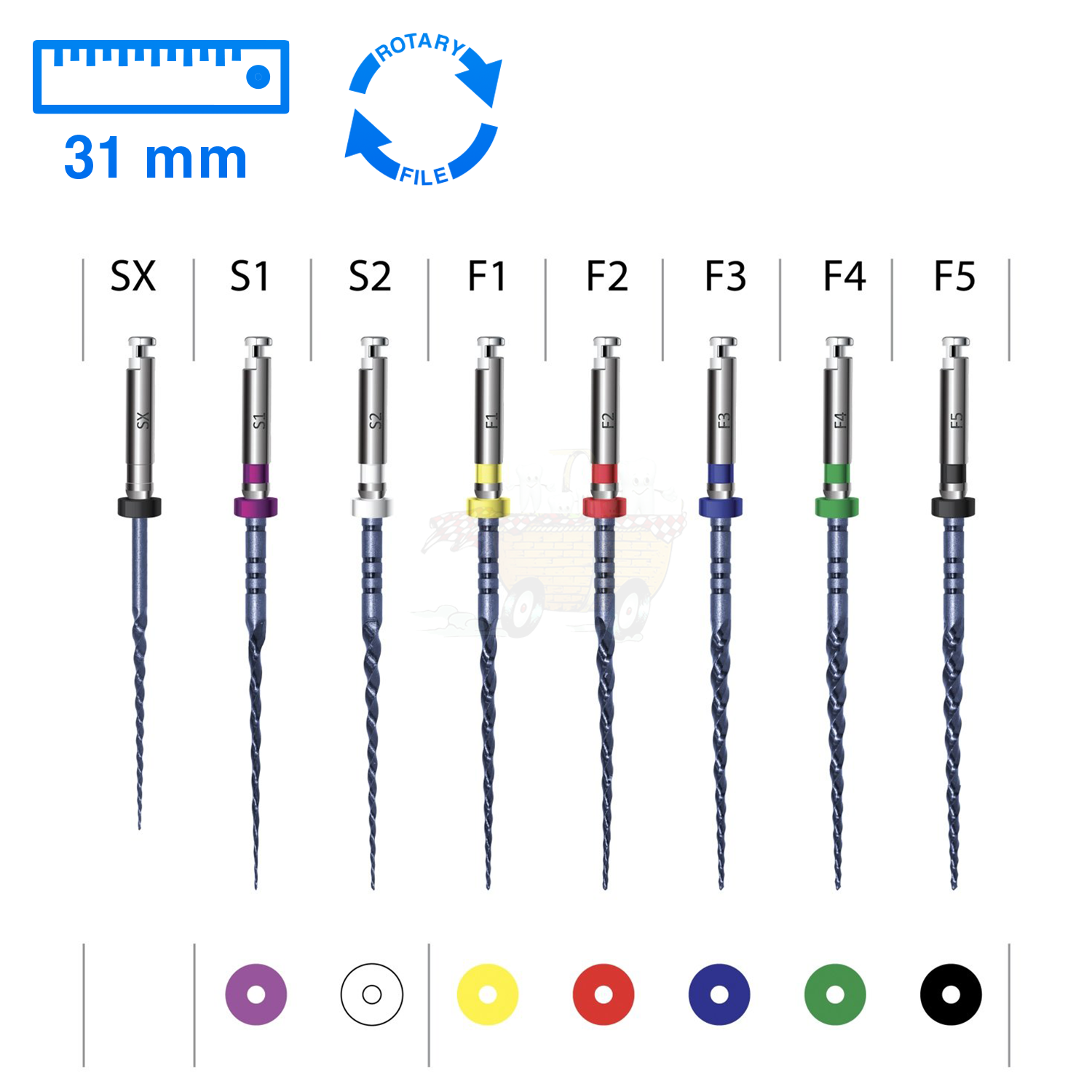 ENDOART Action Blue Rotary ( SX - F Serisi ) Nikel Titanyum Kanal Eğesi 31 mm