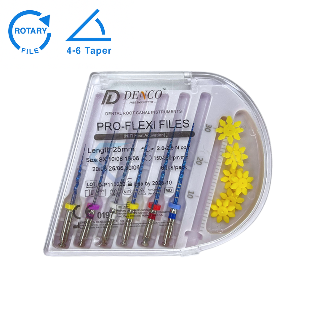 DENCO - Pro-Flexi Files Blue Endomotor Eğesi  Blue 04 Ve 06 Açılı  6Ad/Paket