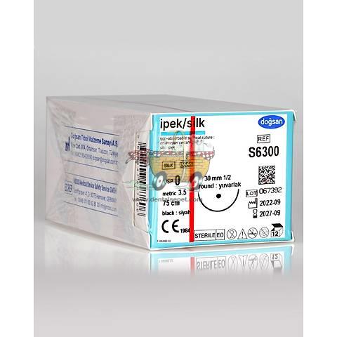 DOGSAN Ipek 0 30 mm 1/2 Yuvarlak 75cm Ipek Emilemeyen Sutur 12 Ad./Pkt