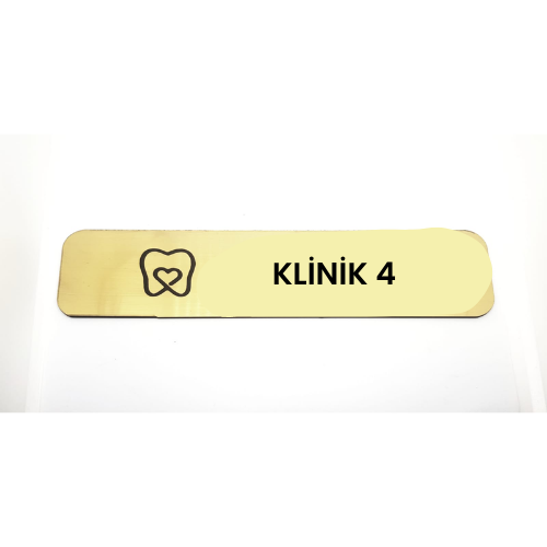 - Klinik 4 - Hazır Yazı 4,5 cm x 20 cm - Metal