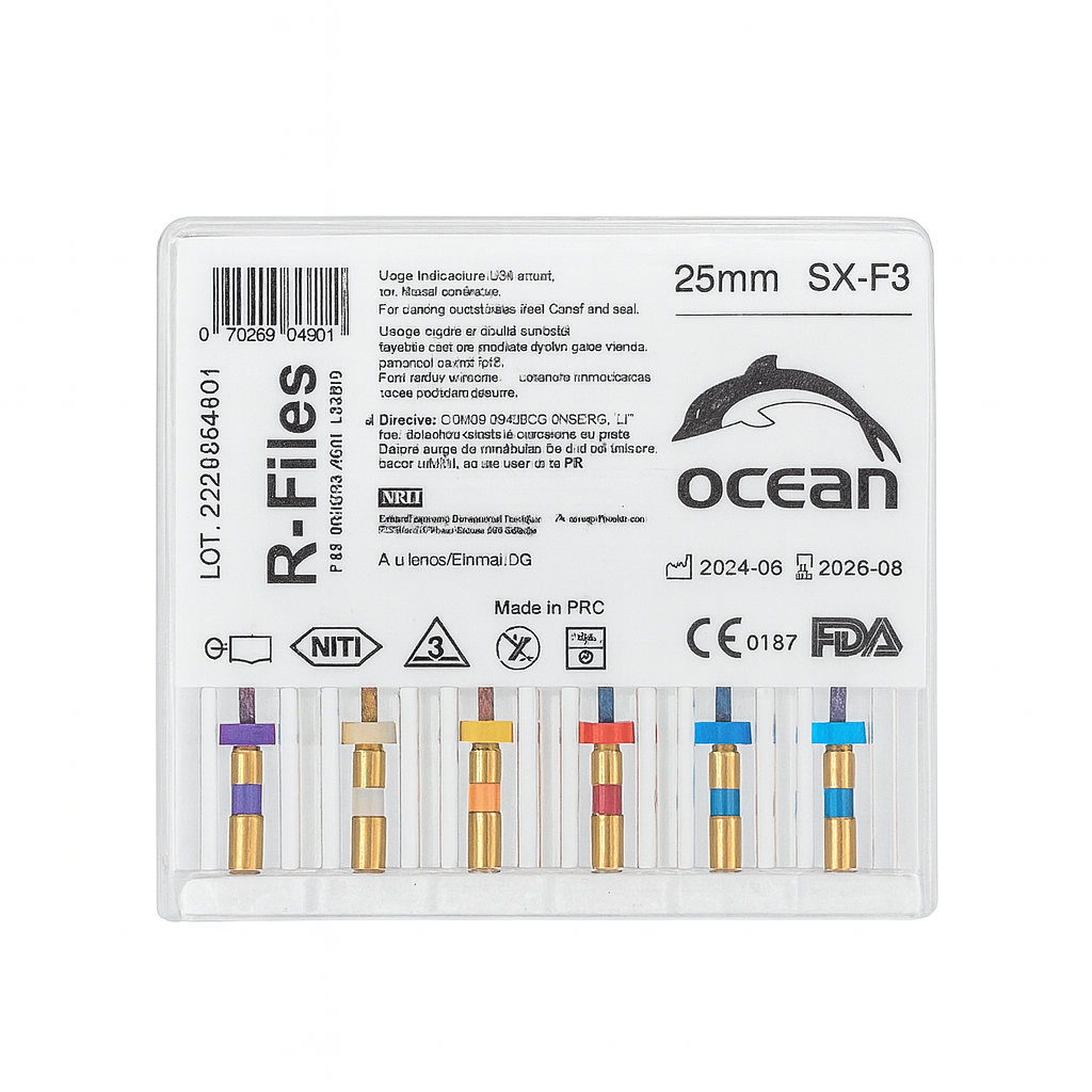 YARINA KALMAZ !!!  OCEAN R-Files  Isıl İşlem Görmüş Hafızalı Nikel Titanyum Rotary Kanal Eğesi 25mm - SX-F3 - BKU