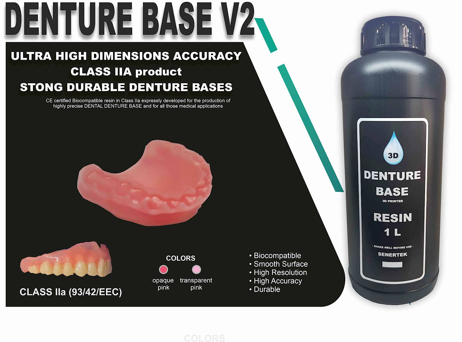 ŞENERTEK DENTURE BASE V2 /  3 Boyutlu Yazıcılar İçin Reçine (BOYUT SEÇİNİZ)