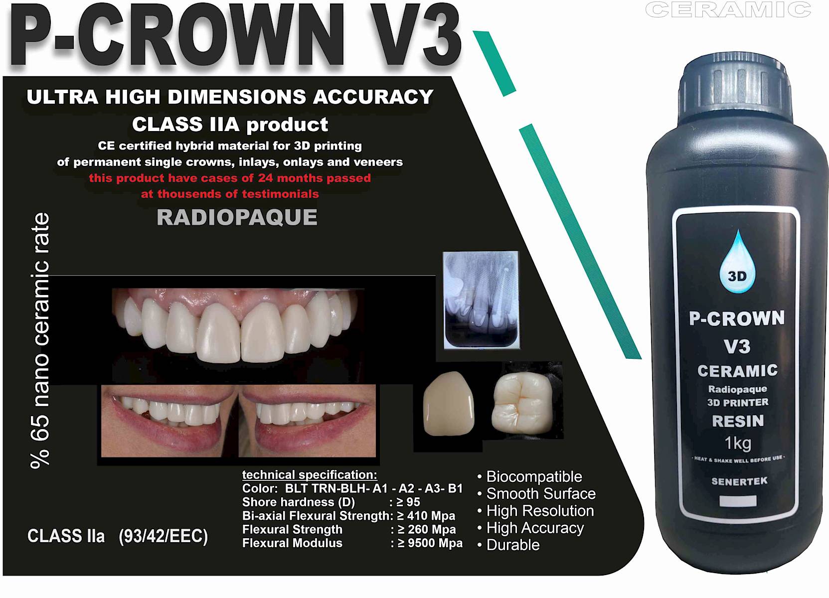 ŞENERTEK P-CROWN V3 /  3 Boyutlu Yazıcılar İçin Reçine (BOYUT / RENK SEÇİNİZ)